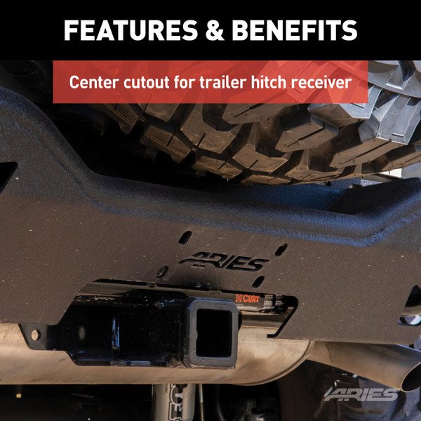 ARIES 2082061 TrailChaser Black Aluminum Rear Bumper with LED Lights, Select Jeep Wrangler JK