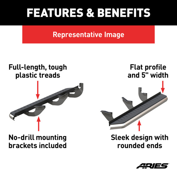 ARIES 2051029 AeroTread 5 x 70-Inch Polished Stainless SUV Running Boards, Select Honda Pilot