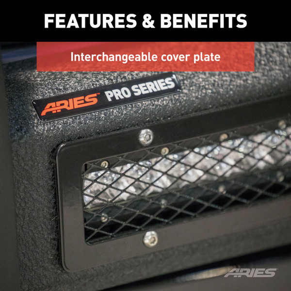 ARIES 2170006 Pro Series Black Steel Grille Guard with Light Bar, Select Toyota Tacoma