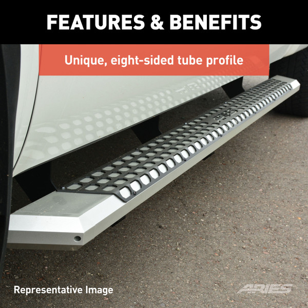 ARIES 2555001 AdvantEDGE Chrome Aluminum 53-Inch Truck Running Boards, Select Chevrolet Silverado, GMC Sierra 1500, 2500, 3500 HD
