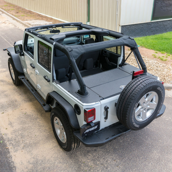 ARIES 2070465 Black Aluminum Cargo Cover Storage Box Lid, Select Jeep Wrangler JK Unlimited