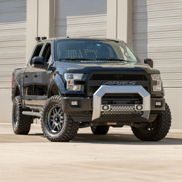 ARIES 2154100 AdvantEDGE Chrome Aluminum Truck Bull Bar with Lights, Select Chevrolet Silverado, GMC Sierra 1500