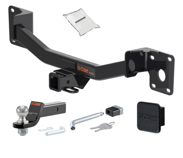 19 - 24 Cadillac XT4 2in. CURT Trailer Hitch + Ball Mount + Cover + Lock Kit HWA246 - CURT