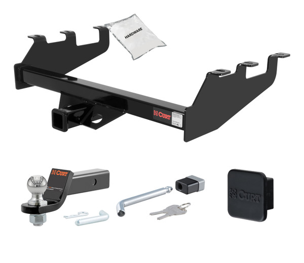 99 - 04 Chevrolet Silverado 2500 With Tommy Gate lift or 10" drop bumper 2in. CURT Trailer Hitch + Ball Mount + Cover + Lock Kit HWA456 - CURT