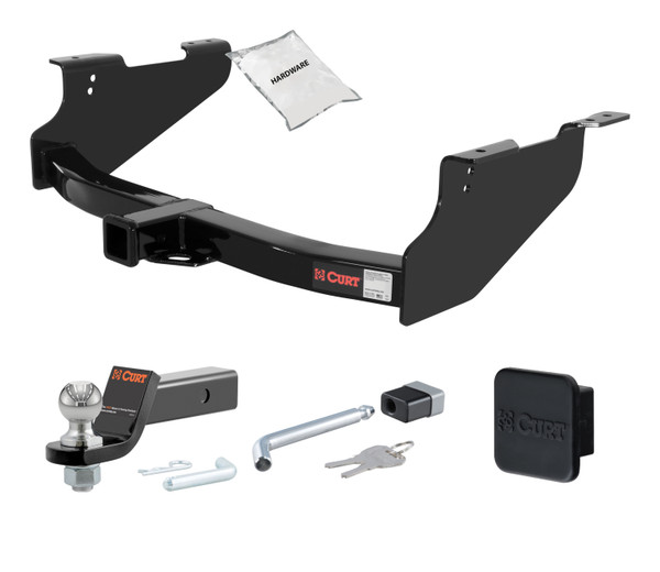 03 - 10 Dodge Ram 2500 Excluding factory receiver 2in. CURT Trailer Hitch + Ball Mount + Cover + Lock Kit HWA729 - CURT