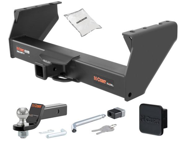07 - 07 Chevrolet Silverado 3500 Classic Cab & chassis 2in. CURT Trailer Hitch + Ball Mount + Cover + Lock Kit HWA546 - CURT
