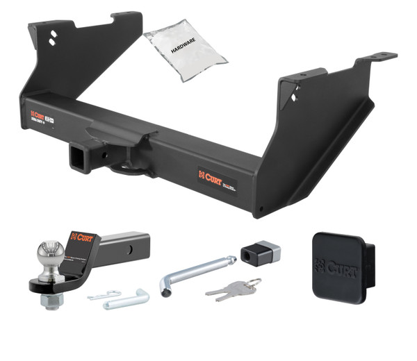 03 - 10 Dodge Ram 3500  Fits with or without factory receiver 2in. CURT Trailer Hitch + Ball Mount + Cover + Lock Kit HWA744 - CURT