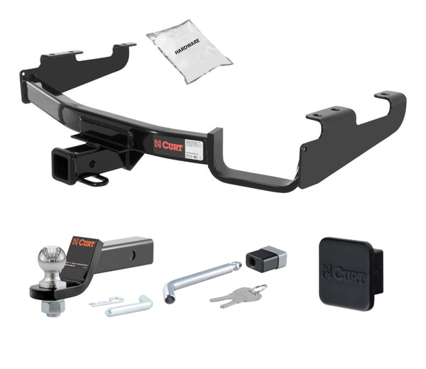 96 - 07 Chrysler Town & Country Excluding Stow 'n Go 2in. CURT Trailer Hitch + Ball Mount + Cover + Lock Kit HWA654 - CURT