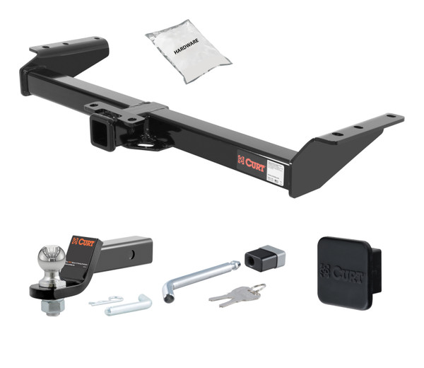 00 - 02 Chevrolet   New body style, 4.8L or 5.3L 2in. CURT Trailer Hitch + Ball Mount + Cover + Lock Kit HWA598 - CURT