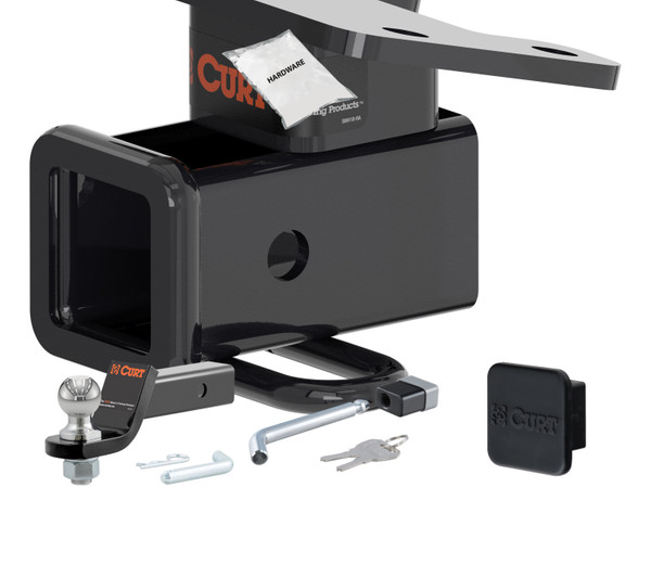 21 - 24 Volkswagen ID.4 With factory receiver 2in. CURT Trailer Hitch + Ball Mount + Cover + Lock Kit HWA2494 - CURT
