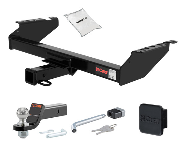 68 - 02 Dodge Ram 3500  Excluding roll pan bumper 2in. CURT Trailer Hitch + Ball Mount + Cover + Lock Kit HWA746 - CURT