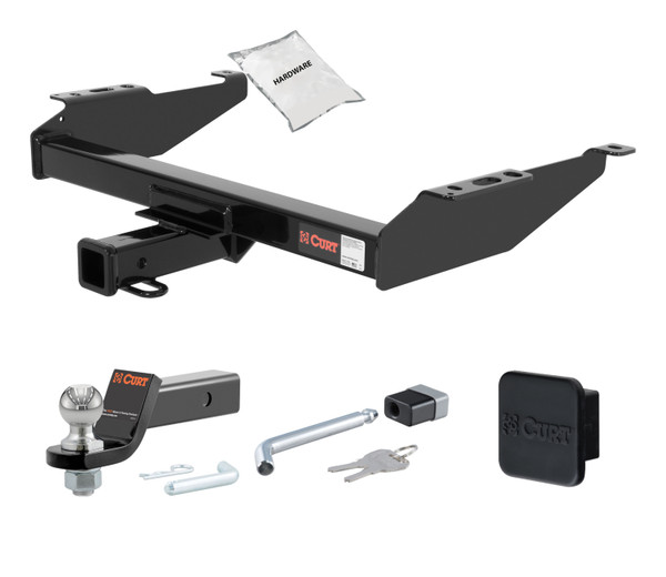 88 - 00 GMC K2500 With dual exhaust 2in. CURT Trailer Hitch + Ball Mount + Cover + Lock Kit HWA1100 - CURT