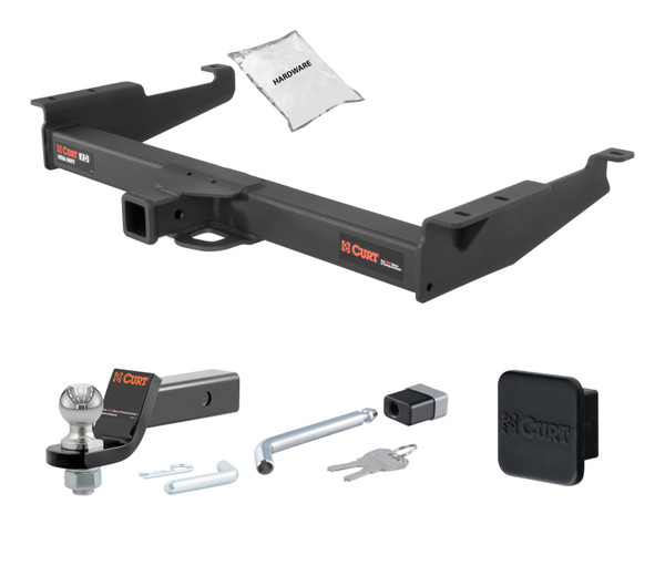 96 - 24 GMC Savana 2500 2in. CURT Trailer Hitch + Ball Mount + Cover + Lock Kit HWA1130 - CURT