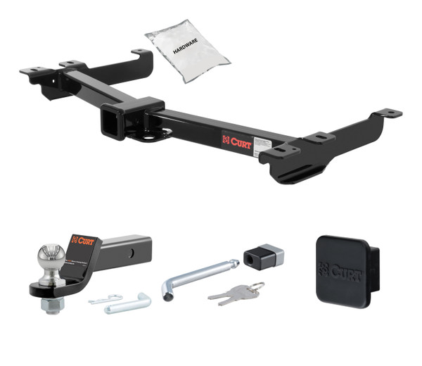 88 - 99 GMC K1500 With roll pan bumper 2in. CURT Trailer Hitch + Ball Mount + Cover + Lock Kit HWA1088 - CURT