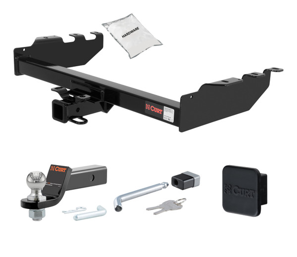07 - 07 GMC Sierra 1500 HD Classic Excluding roll pan bumper, Tommy Gate lift or 10" drop bumper 2in. CURT Trailer Hitch + Ball Mount + Cover + Lock Kit HWA1167 - CURT