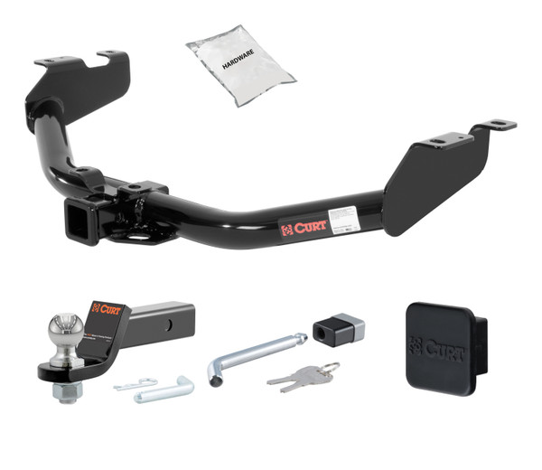 07 - 07 GMC Sierra 1500 HD Classic Excluding roll pan bumper, Tommy Gate lift or 10" drop bumper 2in. CURT Trailer Hitch + Ball Mount + Cover + Lock Kit HWA1166 - CURT