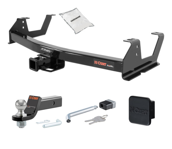 15 - 19 GMC Sierra 2500 HD 6' bed, excluding factory receiver, Tommy Gate lift or cab & chassis 2in. CURT Trailer Hitch + Ball Mount + Cover + Lock Kit HWA1192 - CURT