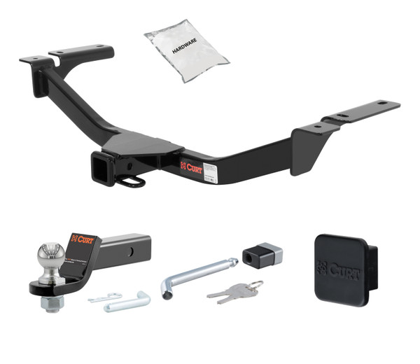 07 - 14 Ford Edge Fits beneath factory 1-1/4" receiver hitch 2in. CURT Trailer Hitch + Ball Mount + Cover + Lock Kit HWA812 - CURT