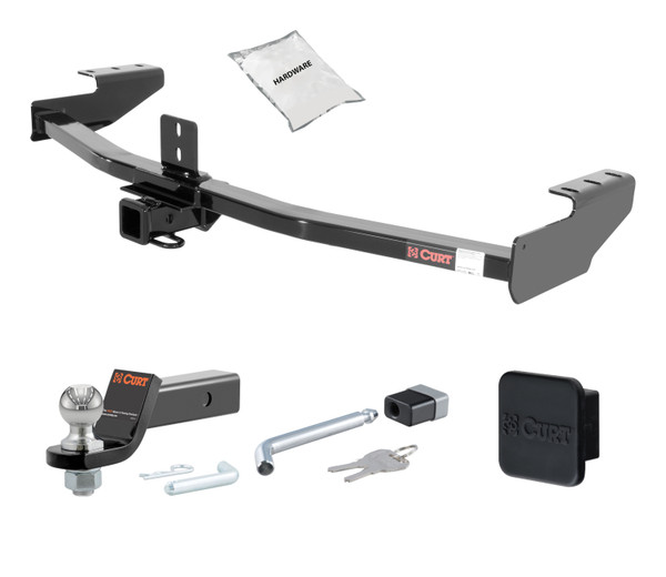 06 - 14 HONDA Ridgeline 2in. CURT Trailer Hitch + Ball Mount + Cover + Lock Kit HWA1390 - CURT