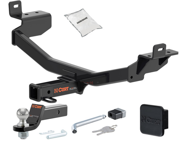 19 - 23 JEEP Cherokee 2in. CURT Trailer Hitch + Ball Mount + Cover + Lock Kit HWA1530 - CURT
