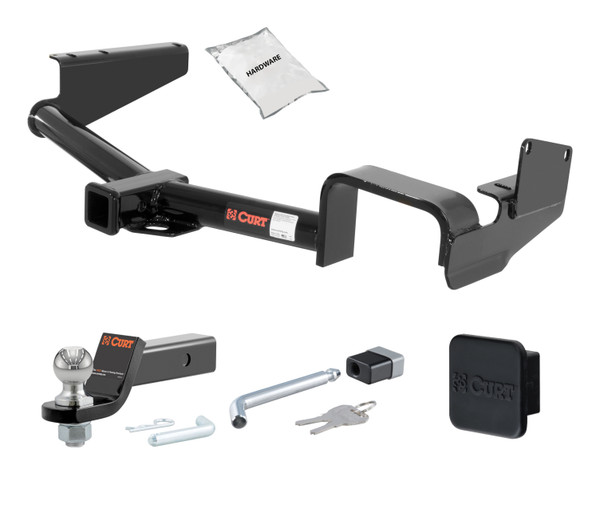 08 - 13 Toyota Highlander 2in. CURT Trailer Hitch + Ball Mount + Cover + Lock Kit HWA2394 - CURT