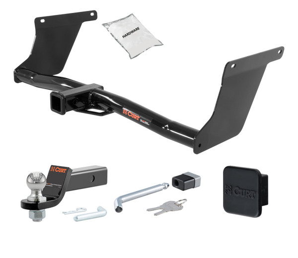 13 - 19 Ford Escape Excluding S 2in. CURT Trailer Hitch + Ball Mount + Cover + Lock Kit HWA816 - CURT