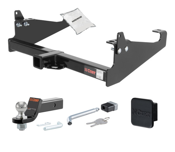 99 - 20 Ford F-350 Super Duty Cab & chassis with 34" frame width (O.D.) 2in. CURT Trailer Hitch + Ball Mount + Cover + Lock Kit HWA909 - CURT
