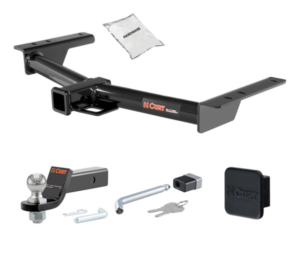 22 - 24 Ford E-Transit 2in. CURT Trailer Hitch + Ball Mount + Cover + Lock Kit HWA799 - CURT