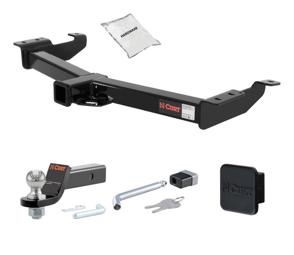 00 - 14 Ford E-150 2in. CURT Trailer Hitch + Ball Mount + Cover + Lock Kit HWA801 - CURT