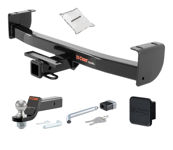 16 - 23 Toyota Tacoma Excluding factory receiver 2in. CURT Trailer Hitch + Ball Mount + Cover + Lock Kit HWA2446 - CURT