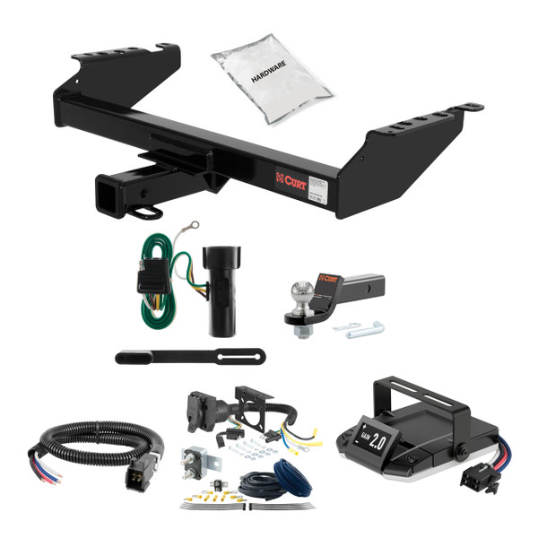 88-97 Ford F Super Duty Cab & chassis with 34" frame width (O.D.) 2 CURT Trailer Hitch + Assure Proportional Brake Controller Kit HBCW845 - CURT