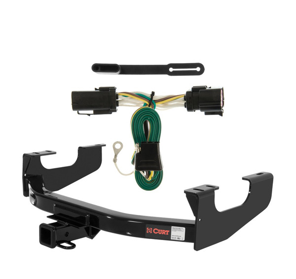 1997 - 1999 Ford F-250LD New body Curt 2", Class 4 Trailer Tow Hitch + 4-flat Wiring Kit 14355 - CURT