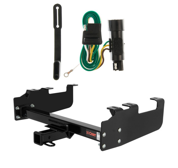 1973 - 1979 Ford F-350 Old body with 10" drop bumper Curt 2", Class 3 Trailer Tow Hitch + 4-flat Wiring Kit 13099 - CURT