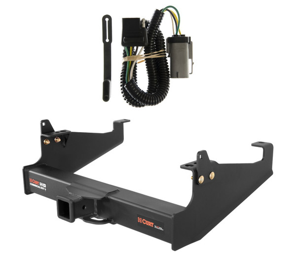 2002 - 2004 Ford F-350 Super Duty Cab & chassis with 34" frame width (O.D.) Curt 2-1/2", Class 5 Trailer Tow Hitch + 4-flat Wiring Kit 15845 - CURT