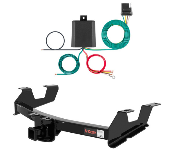 2011 - 2014 GMC Sierra 3500 HD 6' bed, excluding factory receiver, Tommy Gate lift or cab & chassis Curt 2", Class 3 Trailer Tow Hitch + 4-flat Wiring Kit 13062 - CURT
