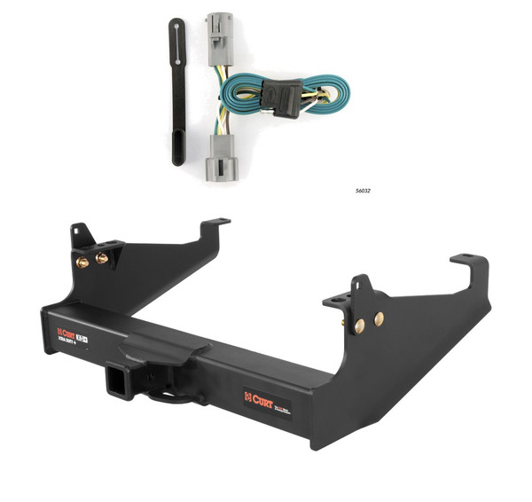 2005 - 2007 Ford F-350 Super Duty Cab & chassis with 34" frame width (O.D.) Curt 2", Class 5 Trailer Tow Hitch + 4-flat Wiring Kit 15445 - CURT