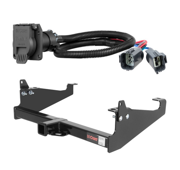 2020 - 2026 Ford F-550 Super Duty Cab & chassis with 34" frame width (O.D.) Curt 2", Class 4 Trailer Tow Hitch + 7-way Wiring Kit 14048 - CURT