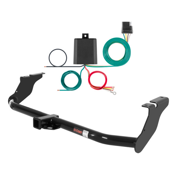 2020 Ford Flex Without dual exhaust Curt 2", Class 3 Trailer Tow Hitch + 4-flat Wiring Kit 13551 - CURT