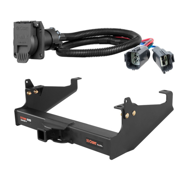 2020 - 2024 Ford F-550 Super Duty Cab & chassis with 34" frame width (O.D.) Curt 2", Class 5 Trailer Tow Hitch + 7-way Wiring Kit 15445 - CURT