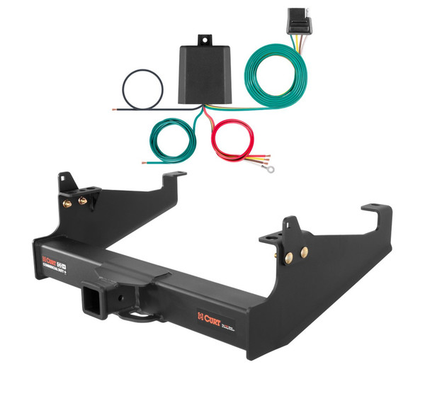 1999 - 2026 Ford F-550 Super Duty Cab & chassis with 34" frame width (O.D.) Curt 2-1/2", Class 5 Trailer Tow Hitch + 4-flat Wiring Kit 15845 - CURT