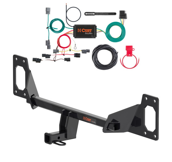2020 Honda Civic Coupe, excluding center exhaust Curt 1-1/4", Class 1 Trailer Tow Hitch + 4-flat Wiring Kit 11591 - CURT