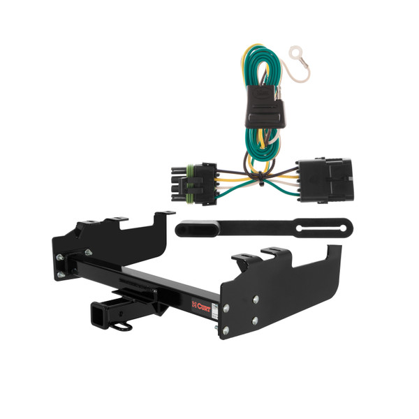 1988 - 2000 GMC K2500 With 10" step bumper Curt 2", Class 3 Trailer Tow Hitch + 4-flat Wiring Kit 13099 - CURT