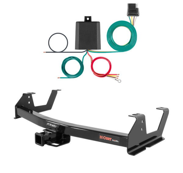 2015 - 2019 GMC Sierra 3500 HD 6' bed, excluding factory receiver, Tommy Gate lift or cab & chassis Curt 2", Class 3 Trailer Tow Hitch + 4-flat Wiring Kit 13178 - CURT