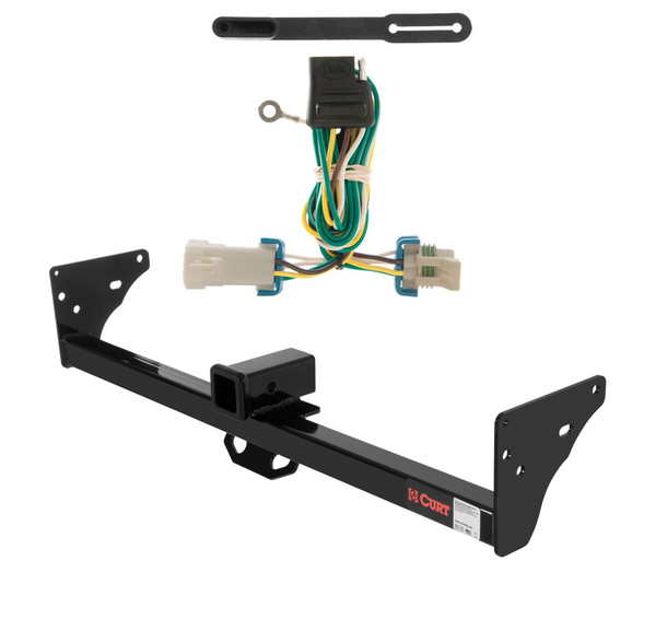 1998 - 2004 Chevrolet S10 With roll pan bumper Curt 2", Class 3 Trailer Tow Hitch + 4-flat Wiring Kit 13920 - CURT