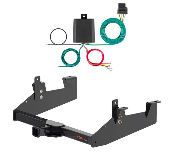 2020 - 2026 Chevrolet Silverado 3500 HD 8' bed, excluding factory receiver, Tommy Gate lift or cab & chassis Curt 2", Class 4 Trailer Tow Hitch + 4-flat Wiring Kit 14005 - CURT
