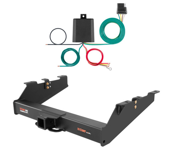 2001 - 2006 Chevrolet Silverado 3500 6' bed, excluding factory receiver, Tommy Gate lift or cab & chassis Curt 2-1/2", Class 5 Trailer Tow Hitch + 4-flat Wiring Kit 15703 - CURT