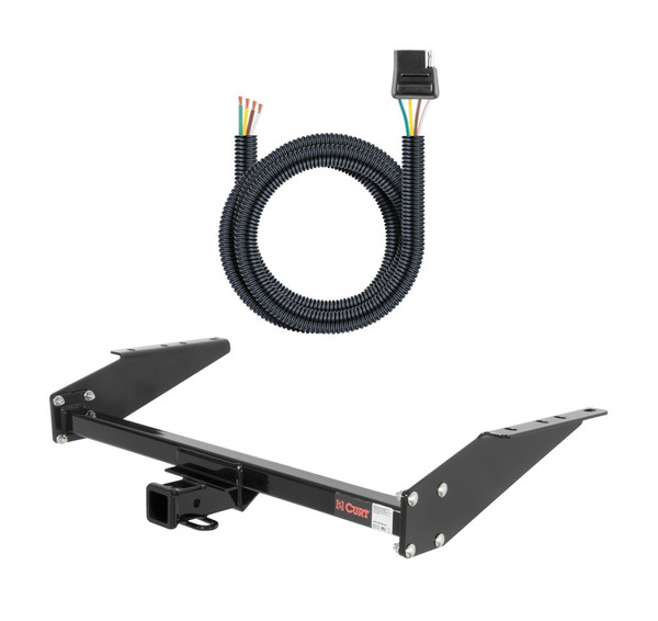 1995 - 2005 Chevrolet Astro 16" spare requires relocation Curt 2", Class 3 Trailer Tow Hitch + 4-flat Wiring Kit 13035 - CURT