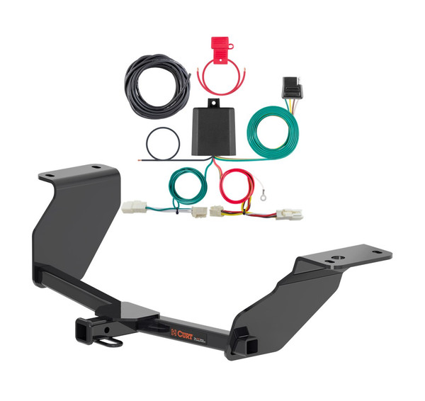 2020 - 2026 Toyota Corolla Sedan, excluding AWD Curt 1-1/4", Class 1 Trailer Tow Hitch + 4-flat Wiring Kit 11596 - CURT