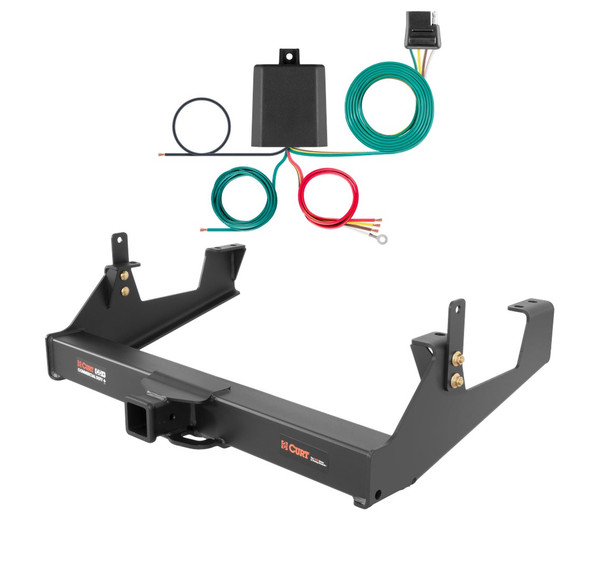 2011 - 2019 Chevrolet Silverado 3500 HD 6' bed, excluding factory receiver, Tommy Gate lift or cab & chassis Curt 2-1/2", Class 5 Trailer Tow Hitch + 4-flat Wiring Kit 15860 - CURT