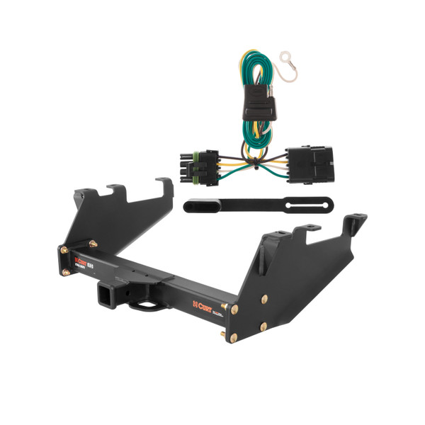 1988 - 2000 Chevrolet C3500 With 10" step bumper Curt 2", Class 5 Trailer Tow Hitch + 4-flat Wiring Kit 15317 - CURT
